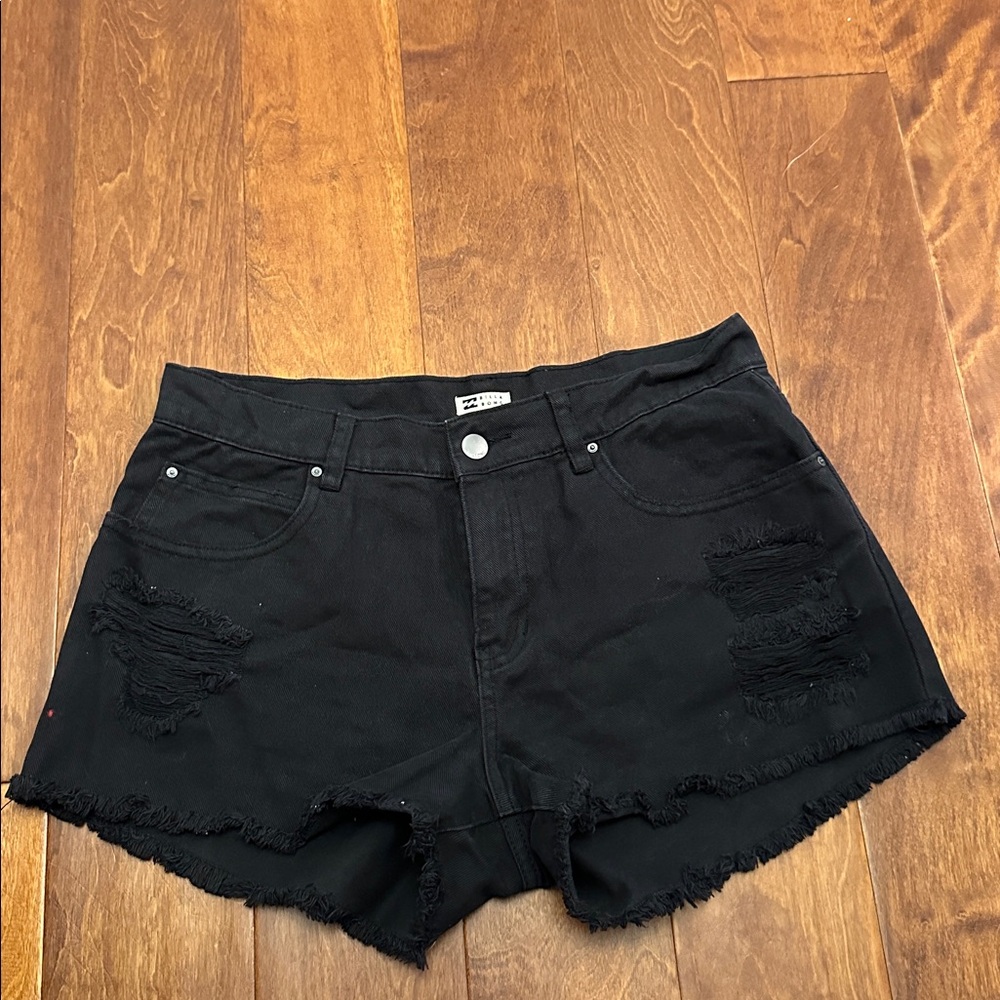 Billabong Black Distressed Jean Shorts